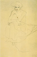 Gustav Klimt Seated Female Semi-Nude Facing Front