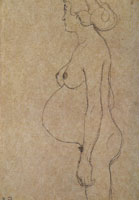 Gustav Klimt Standing Pregnant Nude in Profile