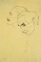 Gustav Klimt Two Male Heads Facing Left