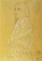 Gustav Klimt Woman in Kimono Facing Left