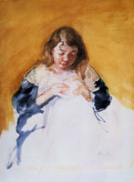 Mary Cassatt Young Girl in Blue