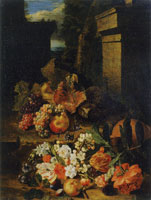 Peeter Sneyers Flowers, Fruit and a Hedgehog