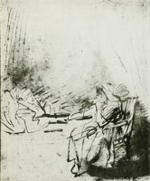 Rembrandt Saskia in Bed, and a Nurse