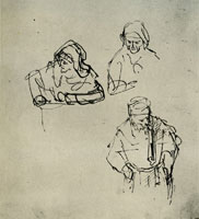 Rembrandt Sheet of Studies with Two Sketches of a Woman