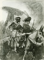 Rembrandt Two Drumming Moors Mounted on Mules