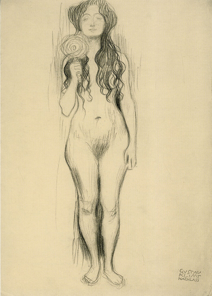Gustav Klimt - Female Nude with Mirror in Right Hand