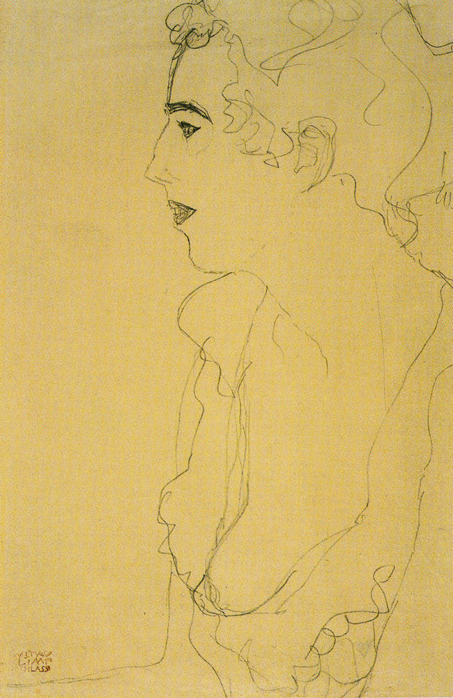 Gustav Klimt - Portrait in Profile Facing Left