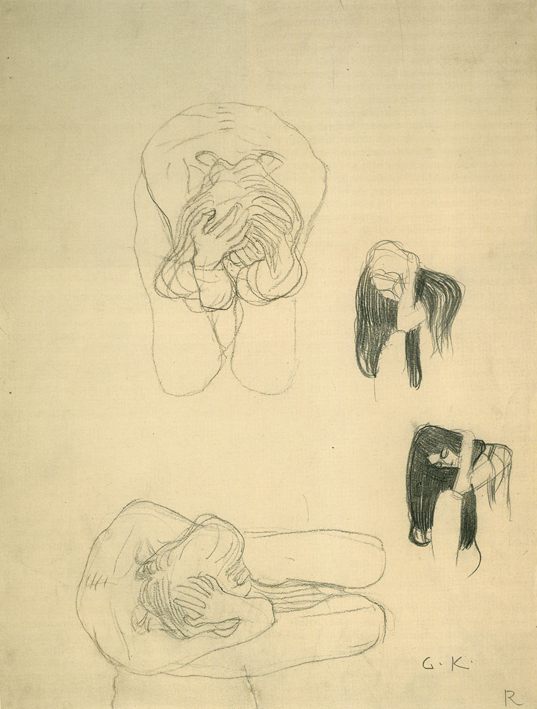 Gustav Klimt - Study for the Figure Nagging Care - Beethoven Frieze