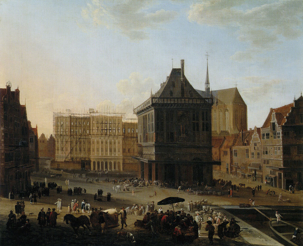 Attributed to Johannes Lingelbach - The Dam Square in Amsterdam with the New Town Hall under Construction, Seen to the West