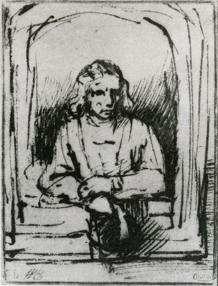 Rembrandt - Man Looking out of a Window