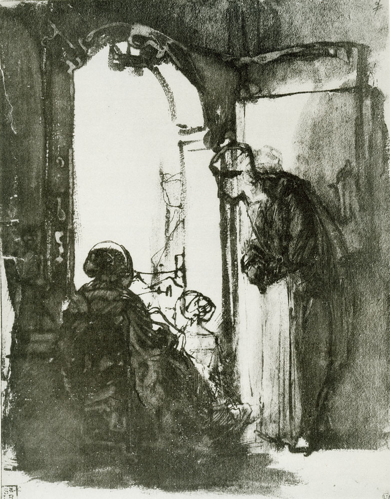 Rembrandt - Three Women at the Entrance of a House