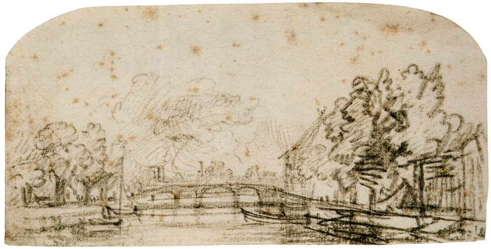 Rembrandt - View over a Gracht