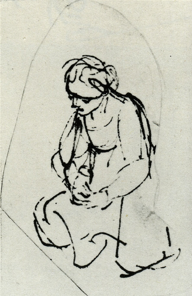 Rembrandt - A Young Woman Kneeling in Prayer