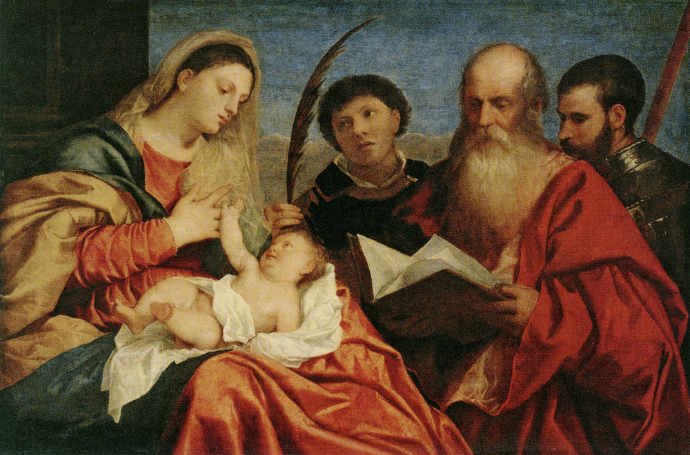 Titian - The Virgin with Child, Saint Stephen, Saint Jerome and Saint Maurice