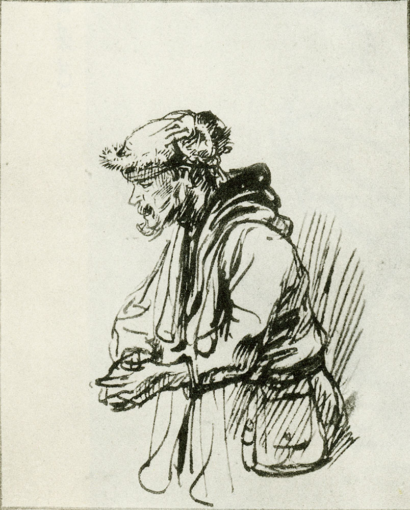 Attributed to Willem Drost - Standing Beggar with a Leather Bag
