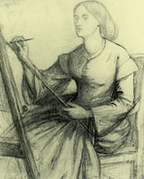 Dante Gabriel Rossetti Elizabeth Siddal painting at an easel