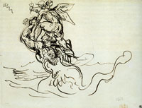 Eugène Delacroix Triton Bearing a Winged Genius on His Shoulders