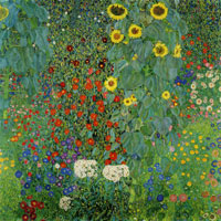 Gustav Klimt Cottage Garden with Sunflowers