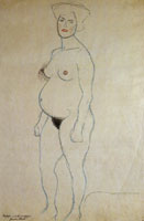 Gustav Klimt Standing Pregnant Nude