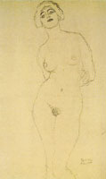 Gustav Klimt Standing Nude with Arms Folded Behind