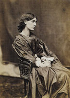 Albumen print by Emery Walker of a photograph by John Robert Parsons Jane Morris seated, three-quarter length