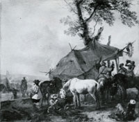 Philips Wouwerman Cavalry halted at a sutler's tent