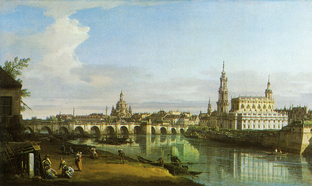 Bernardo Bellotto - Dresden from the Right Bank of the Elbe Above the Augustus Bridge