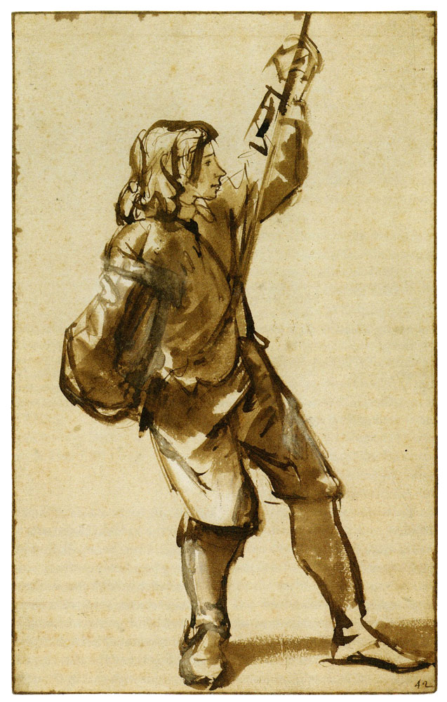 Carel Fabritius - Life-Study of a Young Man Pulling a Rope