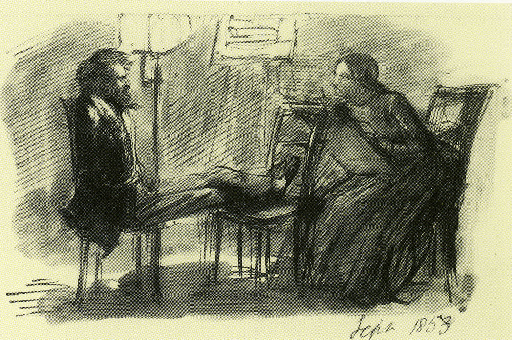 Dante Gabriel Rossetti - Rossetti sitting to Elizabeth Siddal