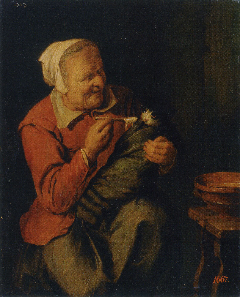 David Ryckaert III - Peasant Woman with a Cat
