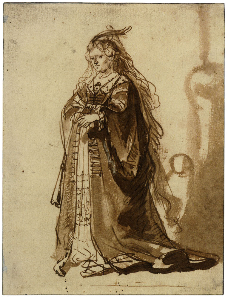 Gerbrand van den Eeckhout - Study of a Woman in an Elaborate Costume Seen from the Front
