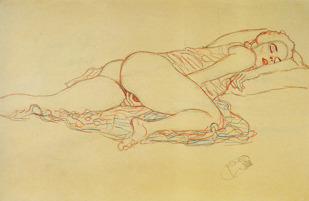 Gustav Klimt - Reclining Nude Facing Right