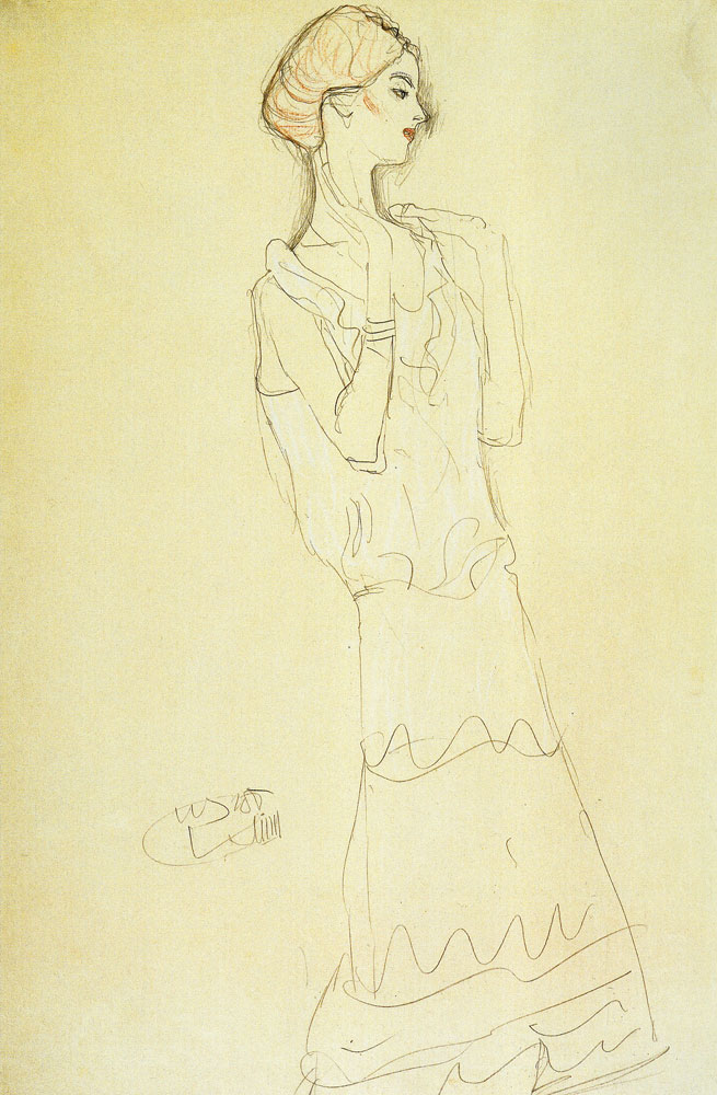 Gustav Klimt - Woman, Raised Lower Arms, Hands Bent Backwards