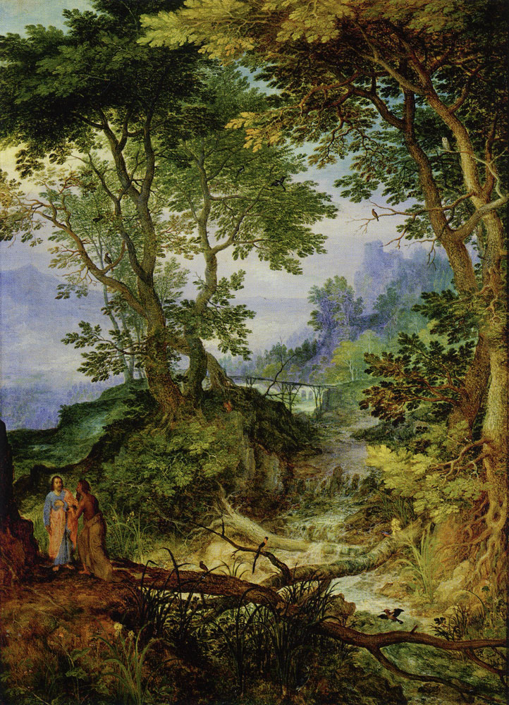 Jan Brueghel - Forest landscape with temptation of Christ