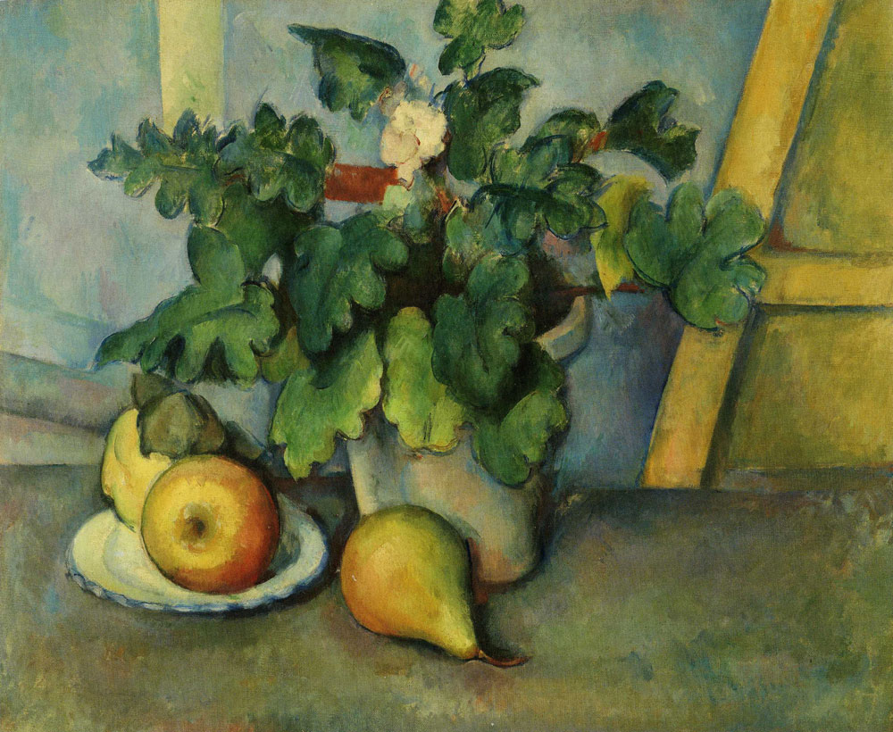 Paul Cézanne - Pot of Primroses and Fruit