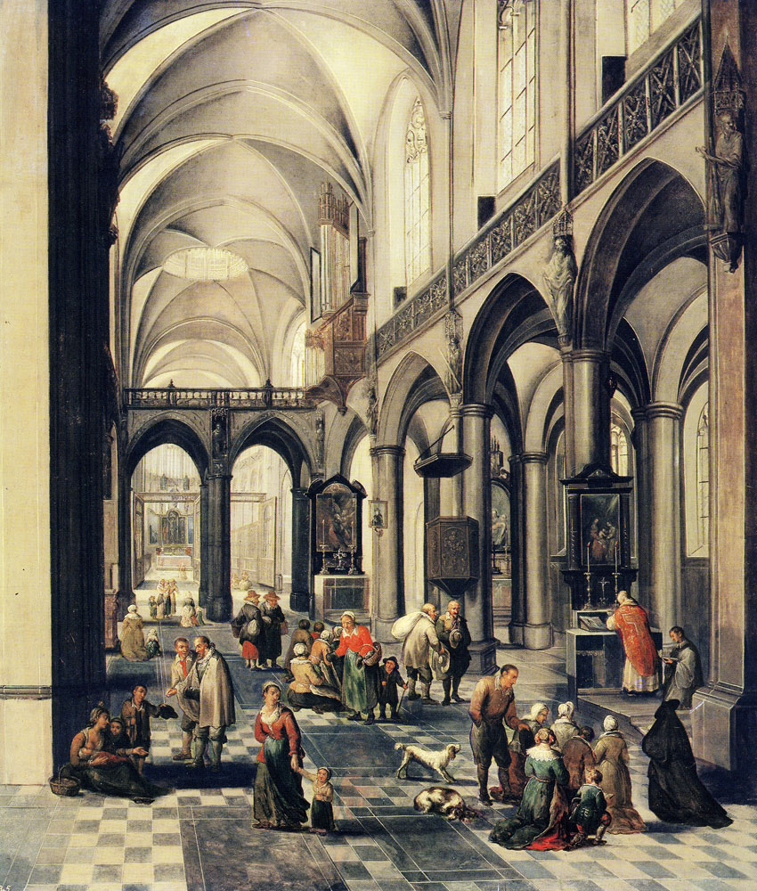 Peeter Neefs the Elder - The Interior of a Flemish Church