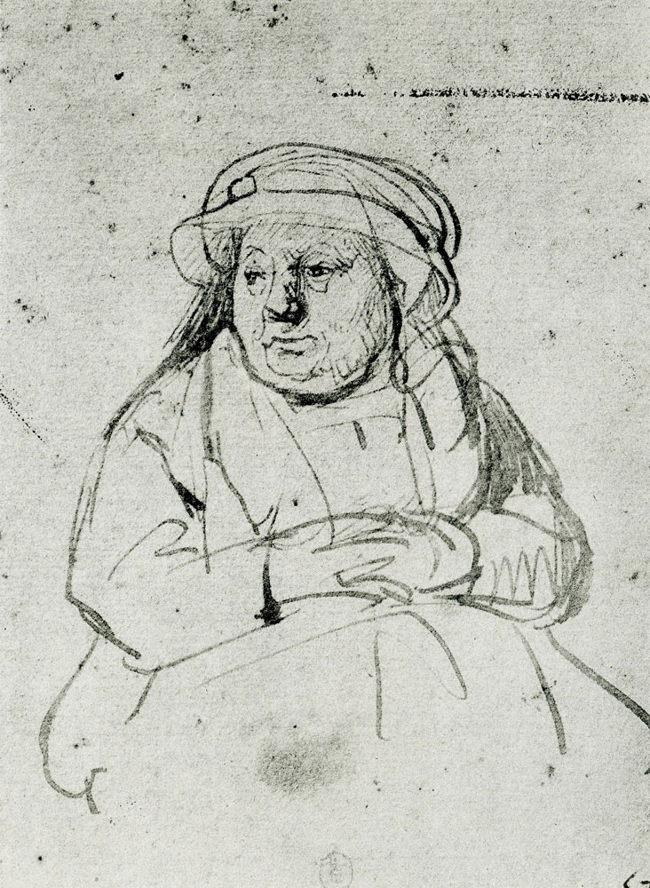 Rembrandt - Stout Woman, Seated with Clasped Hands
