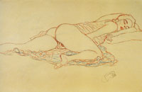 Gustav Klimt - Reclining Nude Facing Right