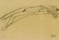 Gustav Klimt Reclining Nude Girl, Right Hand Above Her Head