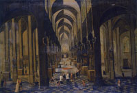 Workshop of Peeter Neeffs Interior of a Gothic Church