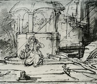 Rembrandt Hagar by the Fountain