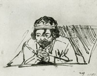 Rembrandt An Amsterdam Jew Praying in a Pew of a Synagogue