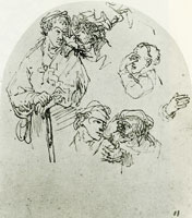 Rembrandt Sheet of Studies with Actors in Dialogue