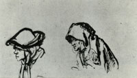 Rembrandt Studies of Two Women's Heads