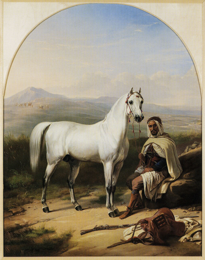 Alfred Grey - Bedouin with a White Horse