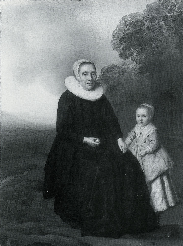 Dutch School - Portrait of a Seated Woman and a Girl in a Landscape