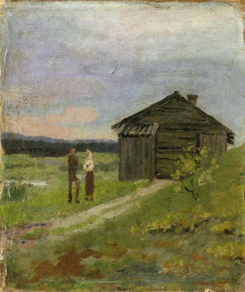 Edvard Munch - Landscape with a Small House and Two People