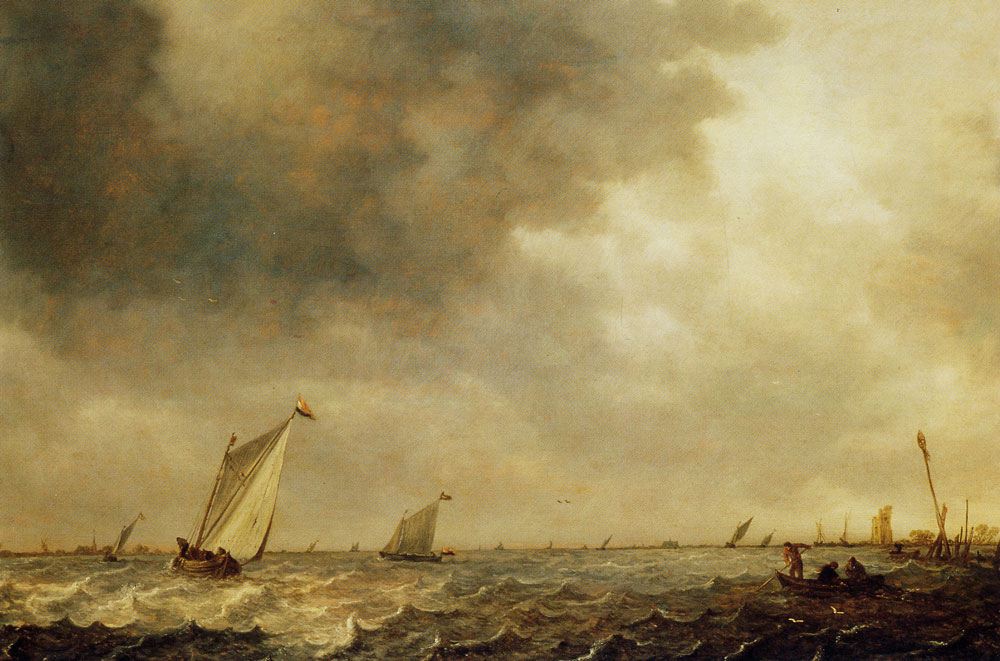 Jan van Goyen - Sailing ships on a lake