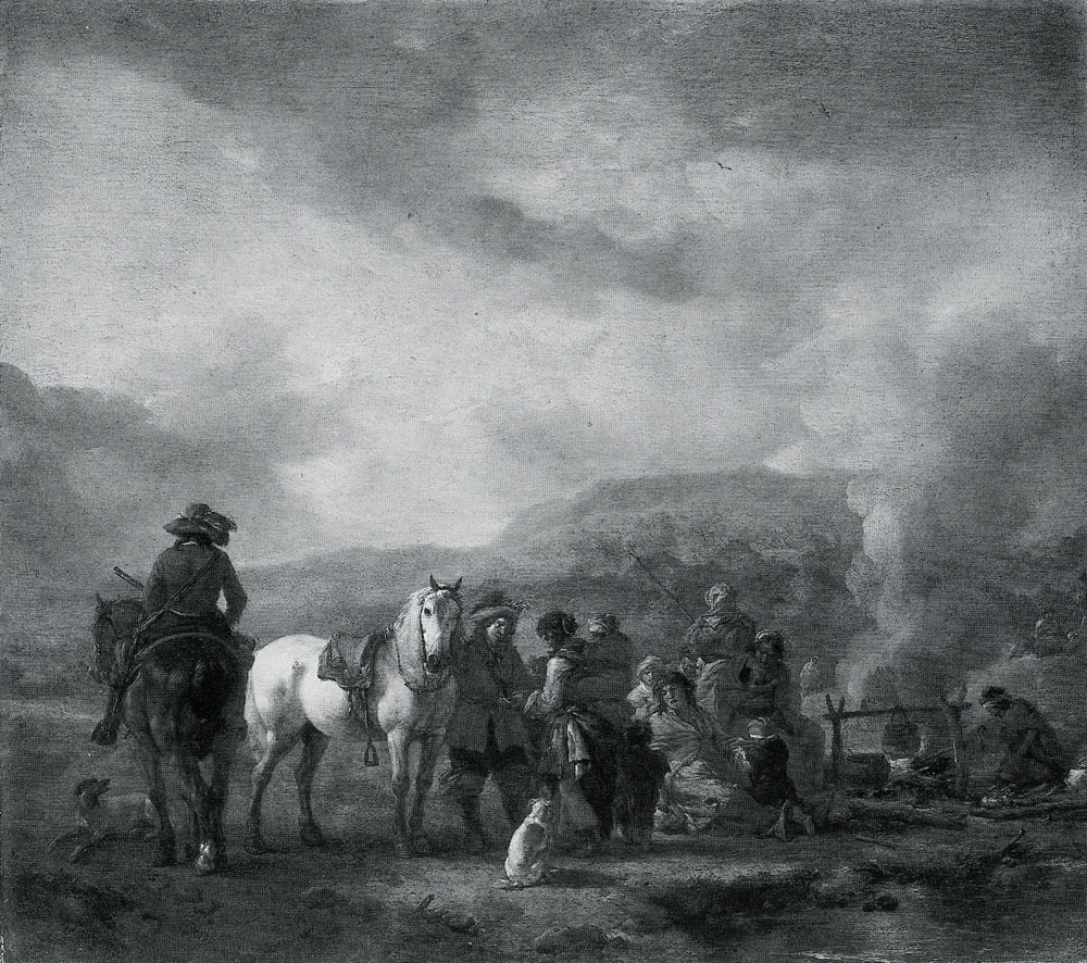 Philips Wouwermans - Two Horsemen at a Gipsy Encampment