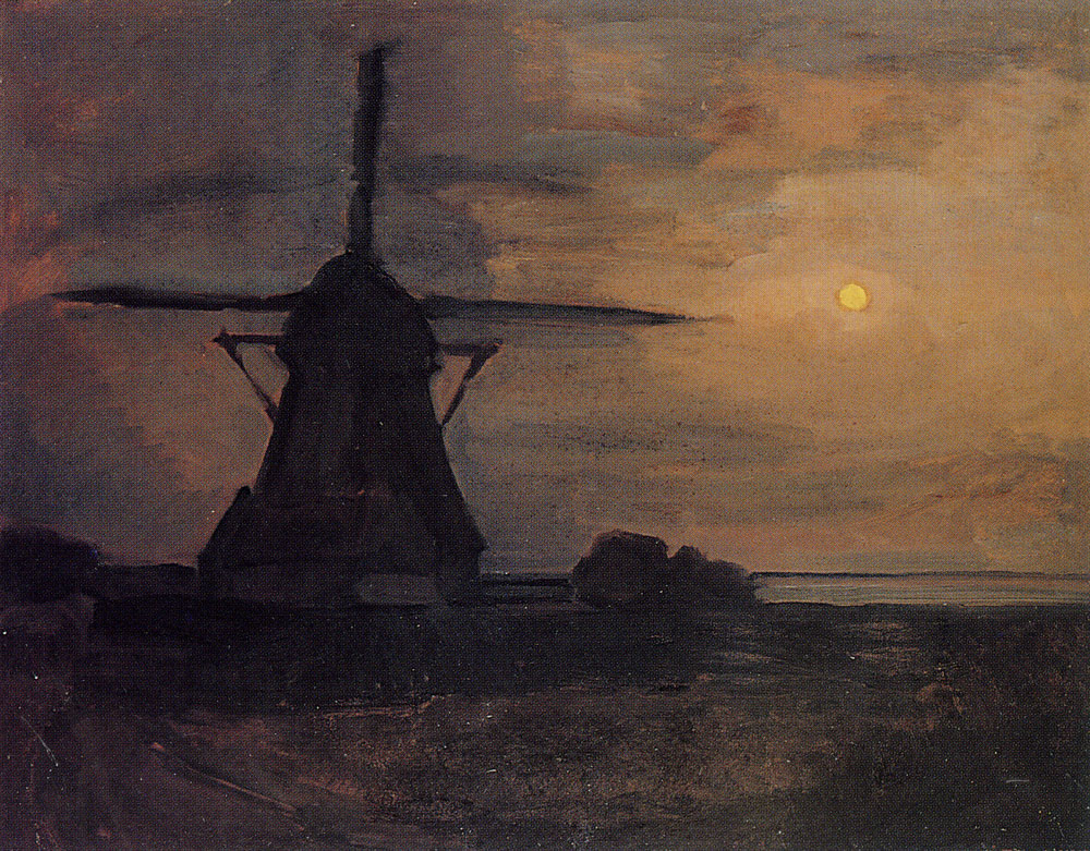 Piet Mondriaan - Oostzijdse Mill in Moonlight